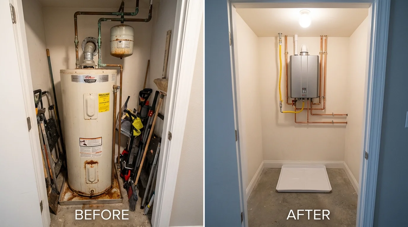 Tank water heater versus wall-mounted tankless unit comparison for Tolleson, AZ homeowners